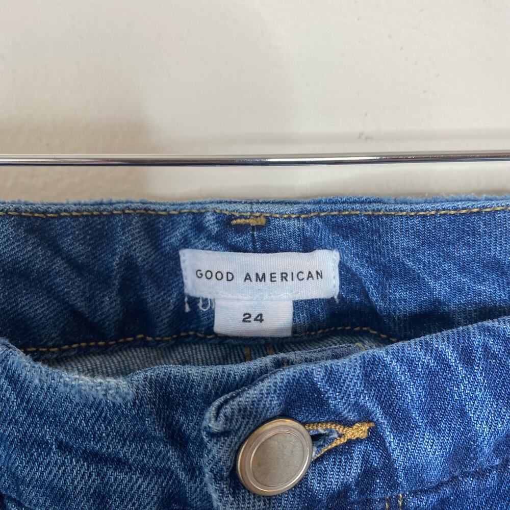 GOOD AMERICAN Good Icon Indigo Wash Crop Straight Leg Jeans Plus Size 24 - Picture 5 of 9